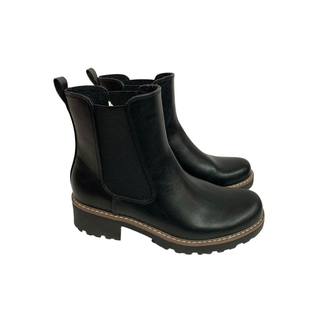 Size 8 Universal Thread Womens Black Chelsea Lug Sole Ankle Boots Vegan Leather - Picture 3 of 9